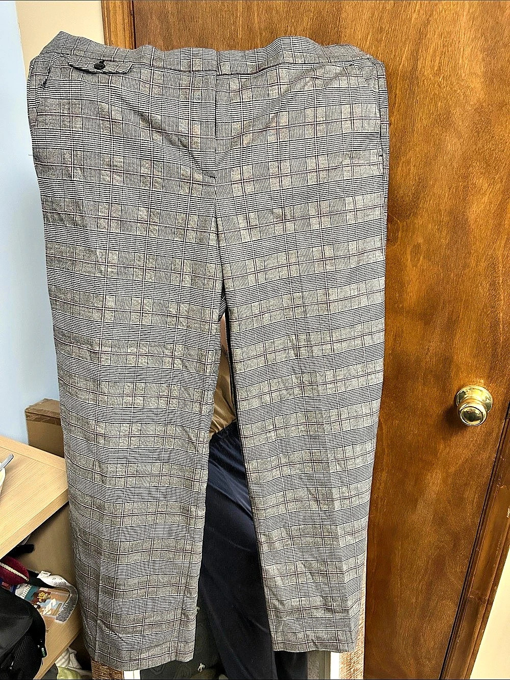 LOFT Plaid Straight Leg Pants Gray Size 10 Like New